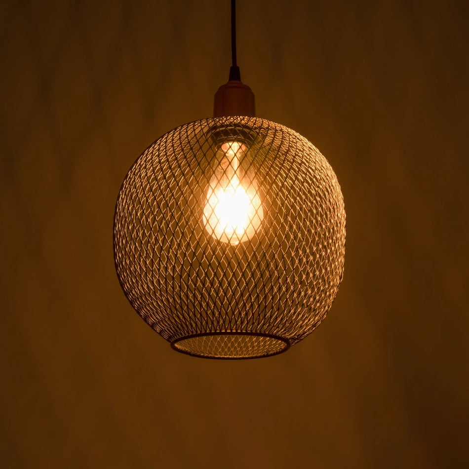 GLOBOSTAR® WIRE 203-0004 Μοντέρνο Κρεμαστό Φωτιστικό Οροφής με Ντουί 1 x E27 AC 220-240V IP20 - Μαύρο & Χάλκινο - Μ25 x Π25 x Υ30cm