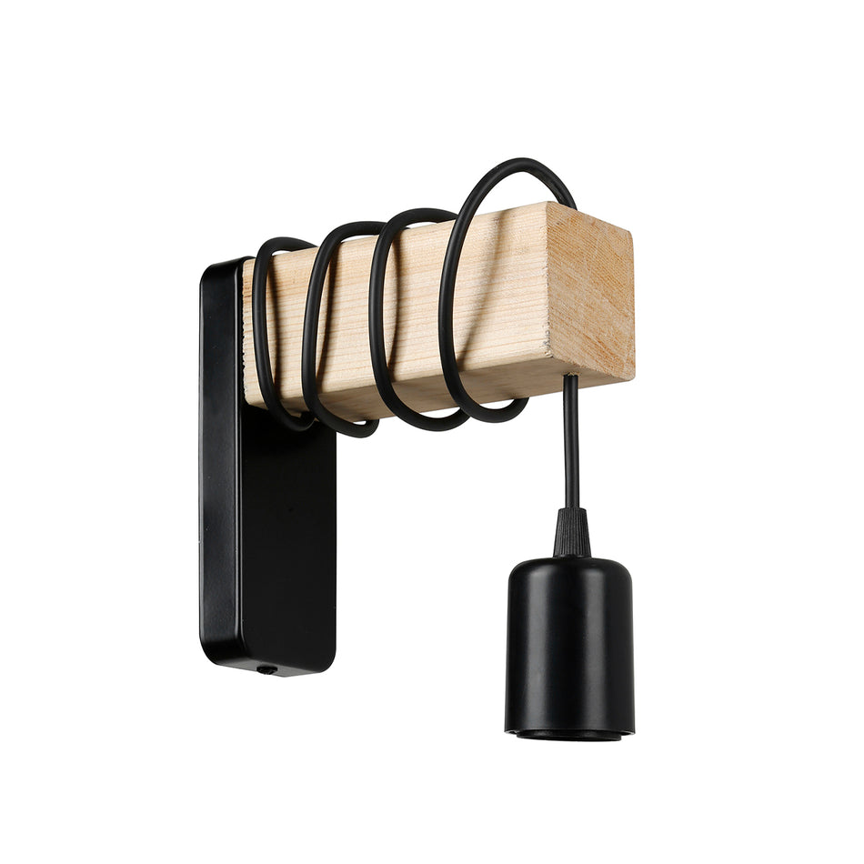 GLOBOSTAR® XYLO 203-0014 Μοντέρνο Φωτιστικό Τοίχου - Απλίκα με Ντουί 1 x E27 AC 220-240V IP20 - Μαύρο & Μπεζ - Μ18 x Π18 x Υ19cm