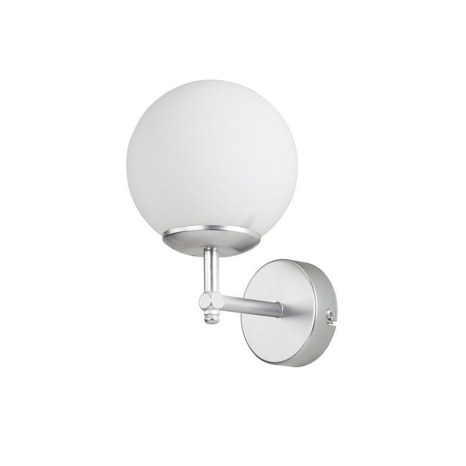 GLOBOSTAR® DALPH 203-0031 Vintage Φωτιστικό Τοίχου - Απλίκα με Ντουί 1 x E27 AC 220-240V IP20 - Ασημί & Λευκό - M18 x Π15 x Υ23cm