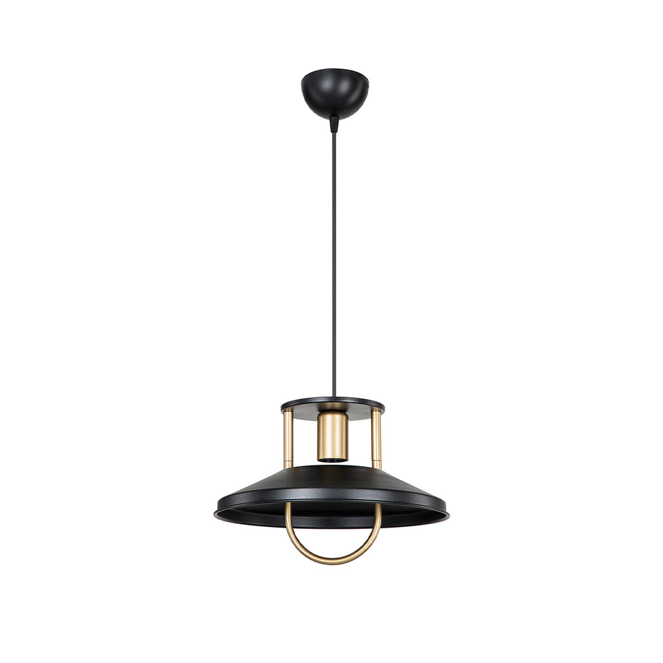 GLOBOSTAR® BILLA 203-0042 Vintage Κρεμαστό Φωτιστικό Οροφής με Ντουί 1 x E27 AC 220-240V IP20 - Μαύρο & Χρυσό - M30.5 x Π30.5 x Υ20cm