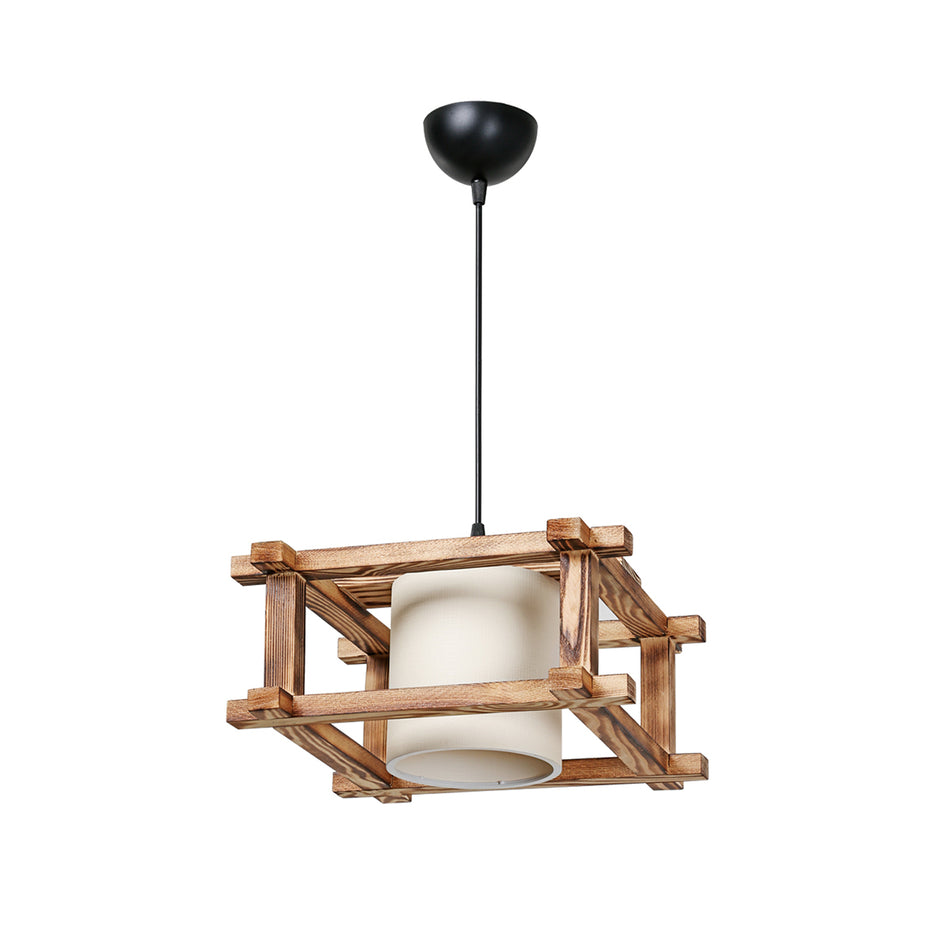 GLOBOSTAR® CUP 203-0053 Vintage Κρεμαστό Φωτιστικό Οροφής με Ντουί 1 x E27 AC 220-240V IP20 - Μπεζ & Λευκό - Μ32 x Π32 x Υ20cm