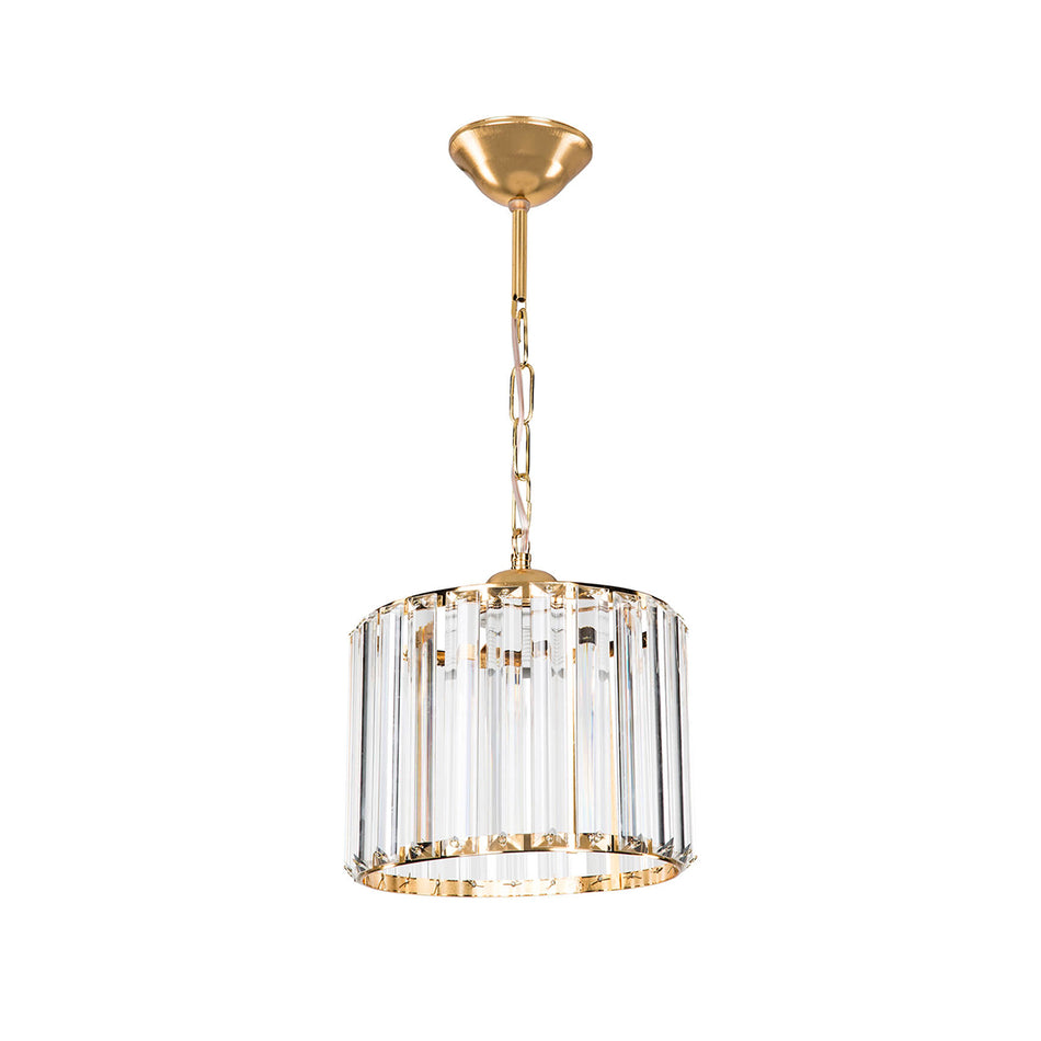 GLOBOSTAR® GLAMOROUS 203-0093 Κλασικό Κρεμαστό Φωτιστικό Οροφής με Ντουί 1 x E27 AC 220-240V IP20 - Χρυσό & Διάφανο - Μ19 x Π19 x Υ16.5cm