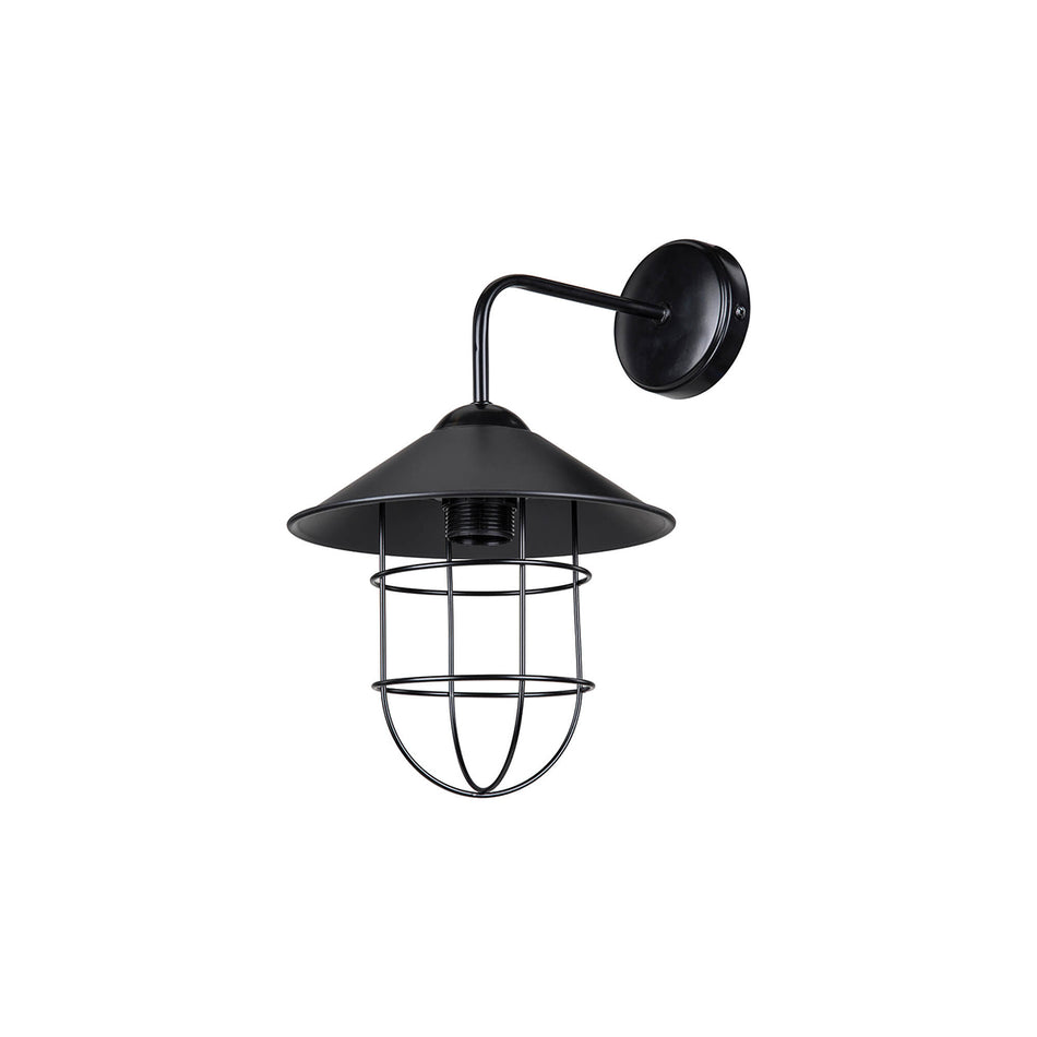 GLOBOSTAR® CAGE 203-0096 Vintage Φωτιστικό Τοίχου - Απλίκα με Ντουί 1 x E27 AC 220-240V IP20 - Μαύρο - M22 x Π28 x Υ35cm