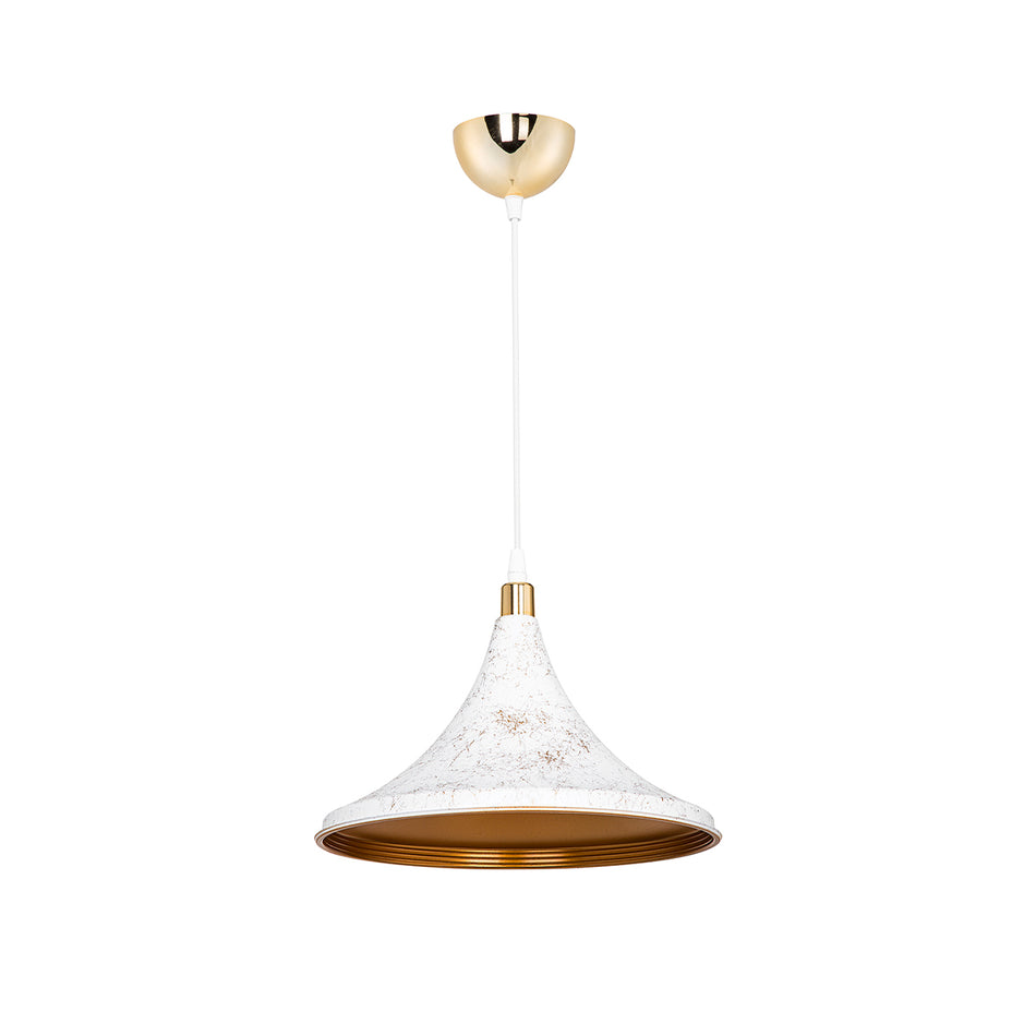 GLOBOSTAR® MARBLE 203-0098 Μοντέρνο Κρεμαστό Φωτιστικό Οροφής με Ντουί 1 x E27 AC 220-240V IP20 - Λεύκο & Χρυσό - Μ30 x Π30 x Υ20cm
