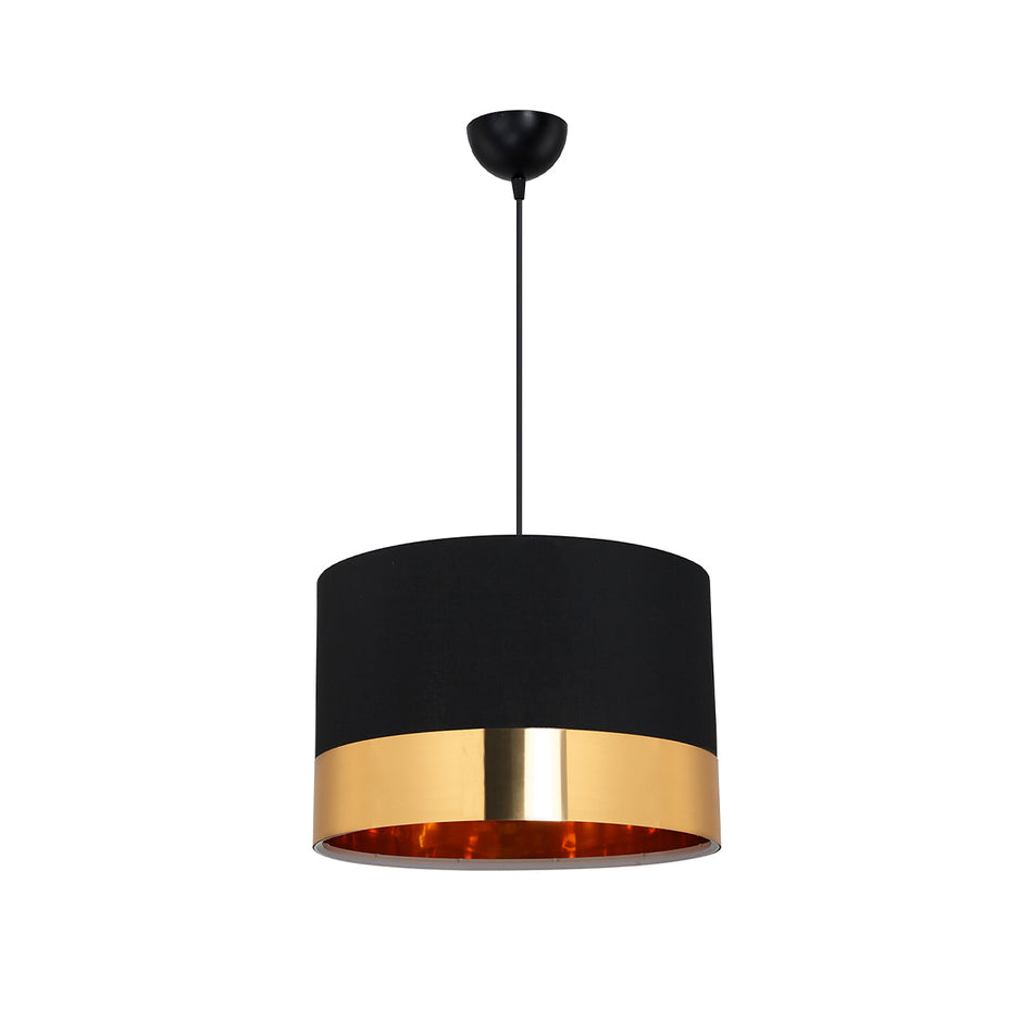 GLOBOSTAR® ZYKLUS 203-0100 Μοντέρνο Κρεμαστό Φωτιστικό Οροφής με Ντουί 1 x E27 AC 220-240V IP20 - Μαύρο & Χρυσό - Μ36 x Π36 x Υ25cm