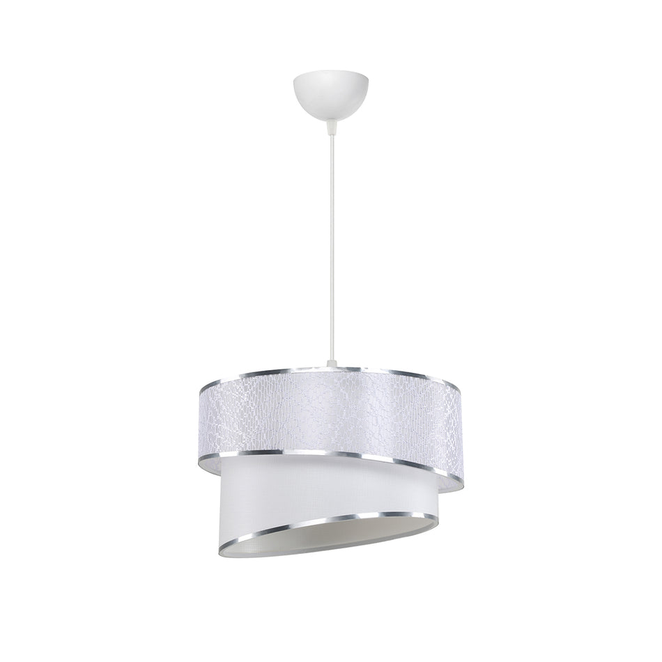 GLOBOSTAR® SONIA 203-0115 Μοντέρνο Κρεμαστό Φωτιστικό Οροφής με Ντουί 1 x E27 AC 220-240V IP20 - Λευκό & Ασημί - Μ30 x Π30 x Υ24cm