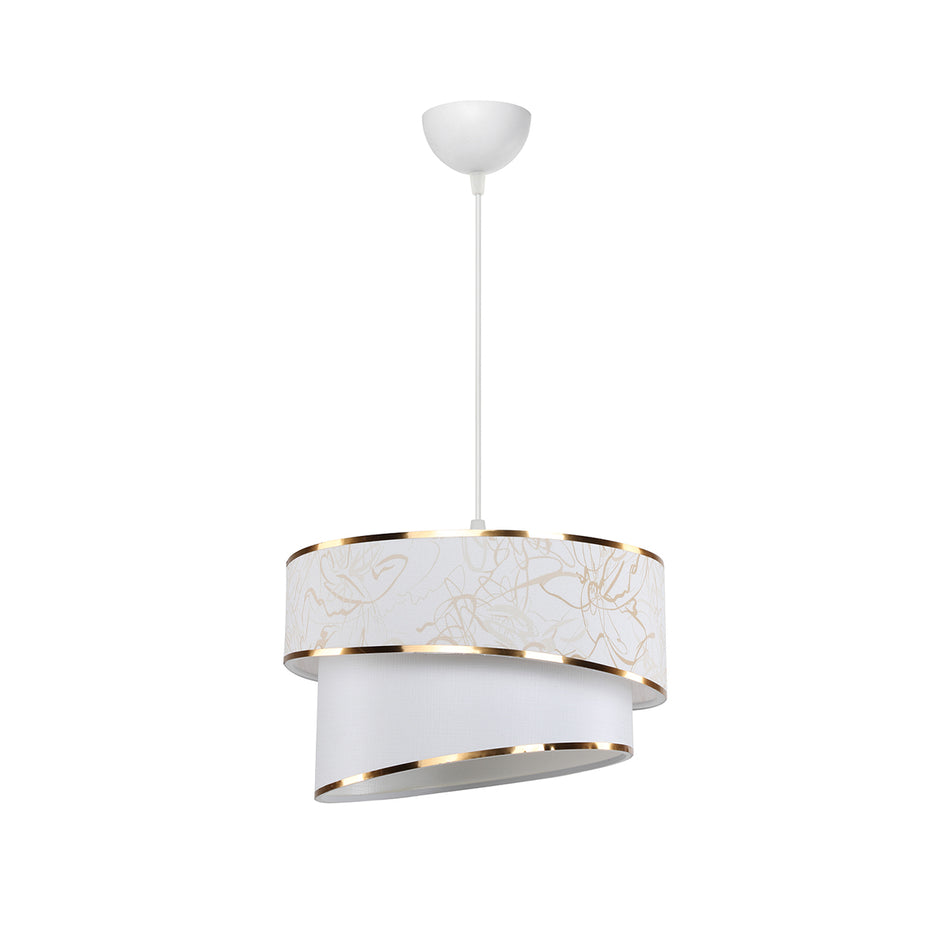 GLOBOSTAR® SONIA 203-0117 Μοντέρνο Κρεμαστό Φωτιστικό Οροφής με Ντουί 1 x E27 AC 220-240V IP20 - Λευκό & Χρυσό - Μ30 x Π30 x Υ24cm