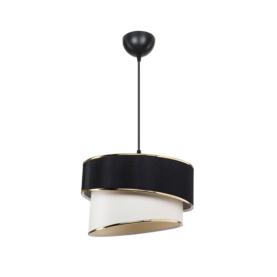 GLOBOSTAR® SONIA 203-0120 Μοντέρνο Κρεμαστό Φωτιστικό Οροφής με Ντουί 1 x E27 AC 220-240V IP20 - Μαύρο & Λευκό - Μ30 x Π30 x Υ24cm