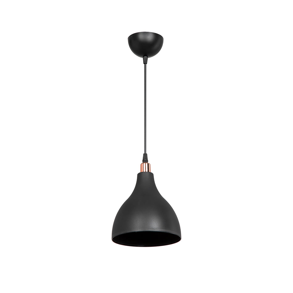 GLOBOSTAR® RADE 203-0124 Μοντέρνο Κρεμαστό Φωτιστικό Οροφής με Ντουί 1 x E27 AC 220-240V IP20 - Μαύρο & Χάλκινο - Μ18.5 x Π18.5 x Υ23cm