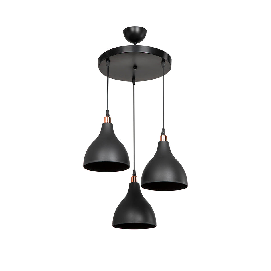 GLOBOSTAR® RADE 203-0127 Μοντέρνο Κρεμαστό Φωτιστικό Οροφής με Ντουί 3 x E27 AC 220-240V IP20 - Μαύρο & Χάλκινο - Μ40 x Π40 x Υ40cm