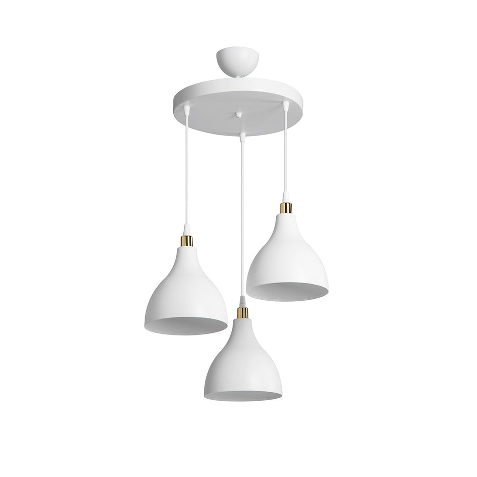 GLOBOSTAR® RADE 203-0128 Μοντέρνο Κρεμαστό Φωτιστικό Οροφής με Ντουί 3 x E27 AC 220-240V IP20 - Λευκό & Χρυσό - Μ40 x Π40 x Υ40cm