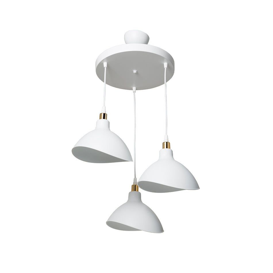 GLOBOSTAR® RIVE 203-0142 Μοντέρνο Κρεμαστό Φωτιστικό Οροφής με Ντουί 3 x E27 AC 220-240V IP20 - Λευκό & Χρυσό - Μ40 x Π40 x Υ65cm