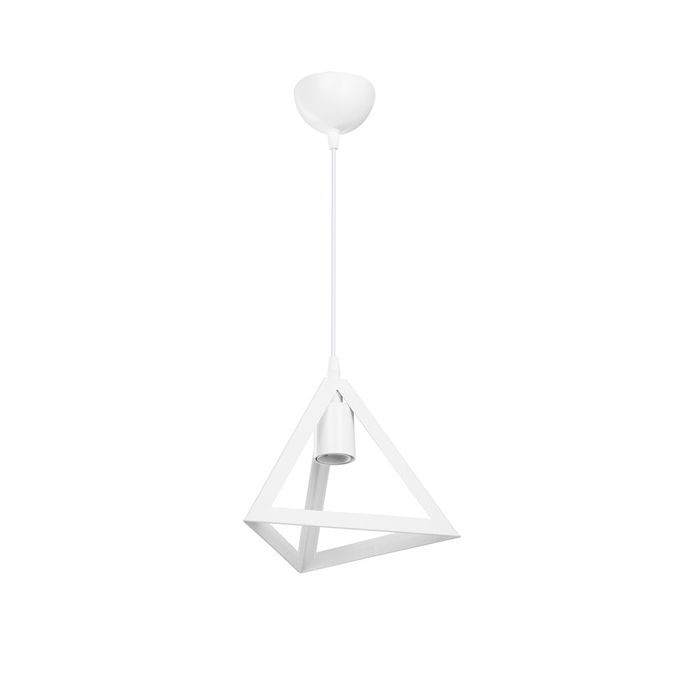 GLOBOSTAR® TRIANGLE 203-0163 Μοντέρνο Κρεμαστό Φωτιστικό Οροφής με Ντουί 1 x E27 AC 220-240V IP20 - Λευκό - Μ24 x Π24 x Υ22cm