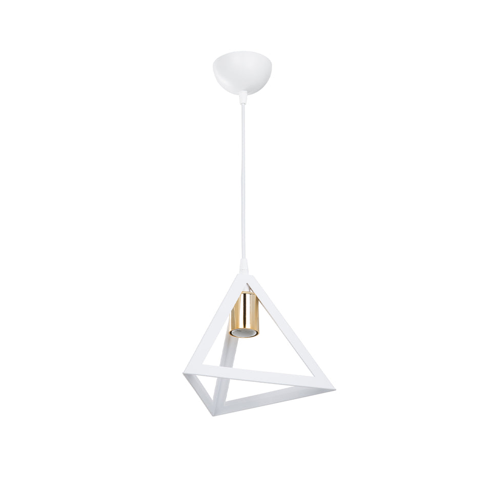GLOBOSTAR® TRIANGLE 203-0165 Μοντέρνο Κρεμαστό Φωτιστικό Οροφής με Ντουί 1 x E27 AC 220-240V IP20 - Λευκό & Χάλκινο - Μ24 x Π24 x Υ22cm