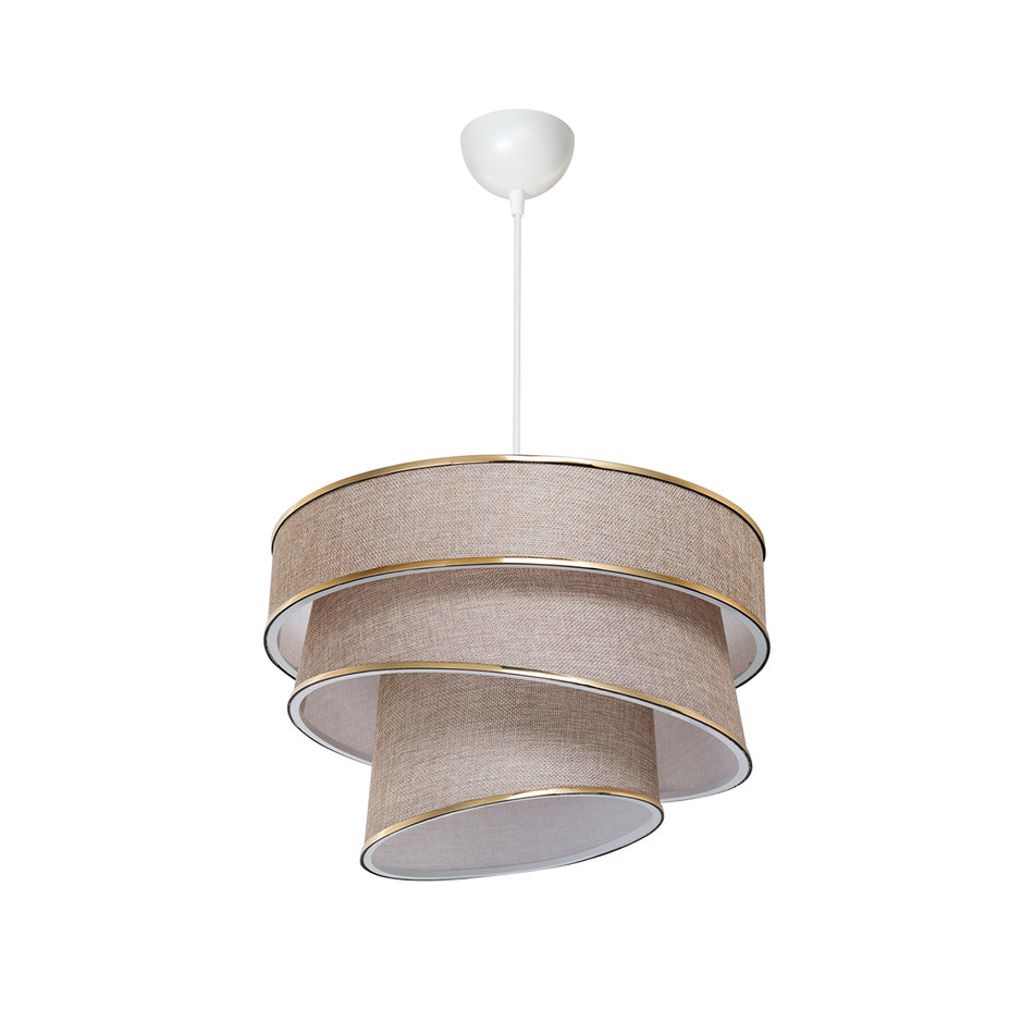 GLOBOSTAR® SIERA 203-0168 Μοντέρνο Κρεμαστό Φωτιστικό Οροφής με Ντουί 1 x E27 AC 220-240V IP20 - Μπεζ & Χρυσό - Μ38 x Π38 x Υ26cm