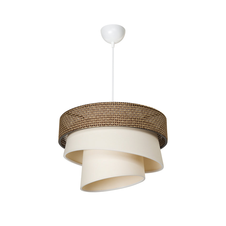 GLOBOSTAR® SIERA 203-0169 Μοντέρνο Κρεμαστό Φωτιστικό Οροφής με Ντουί 1 x E27 AC 220-240V IP20 - Καφέ & Μπεζ - Μ38 x Π38 x Υ26cm