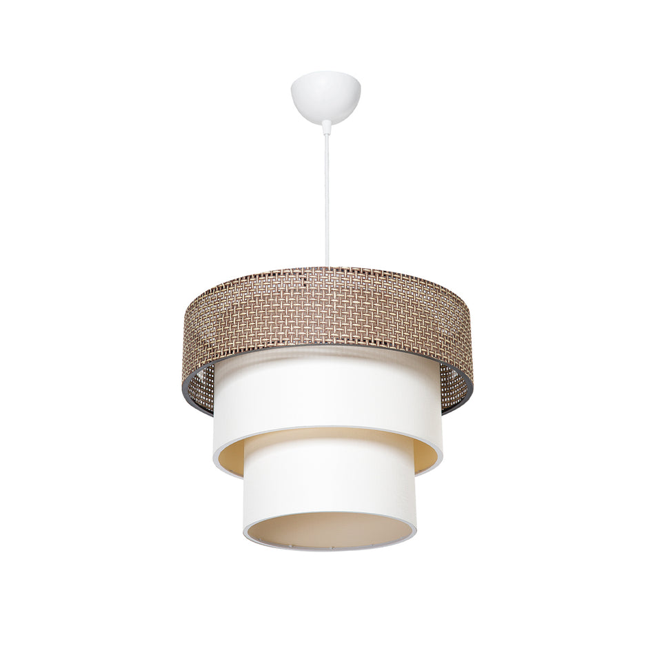 GLOBOSTAR® LEVEL 203-0172 Μοντέρνο Κρεμαστό Φωτιστικό Οροφής με Ντουί 1 x E27 AC 220-240V IP20 - Καφέ & Μπεζ - Μ38 x Π38 x Υ30cm