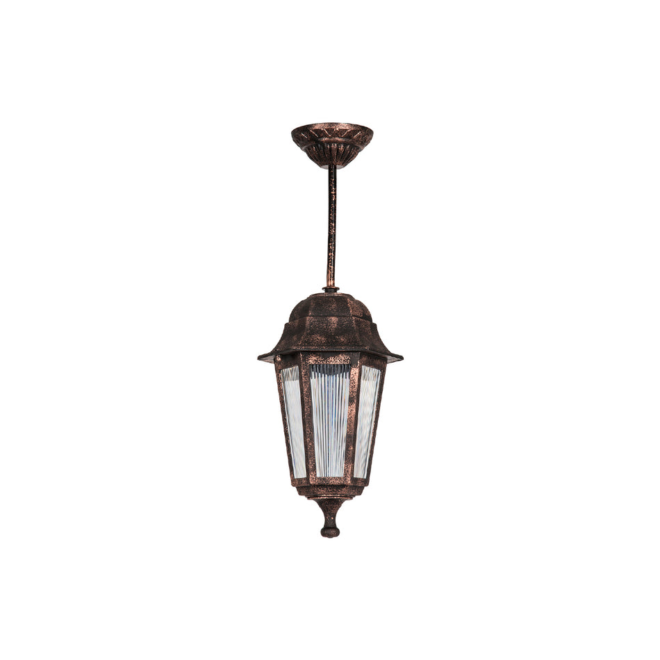 GLOBOSTAR® VITRO 203-0194 Vintage Φωτιστικό Οροφής με Ντουί 1 x E27 AC 220-240V IP44 - Χάλκινο - Μ17 x Π17 x Υ28cm