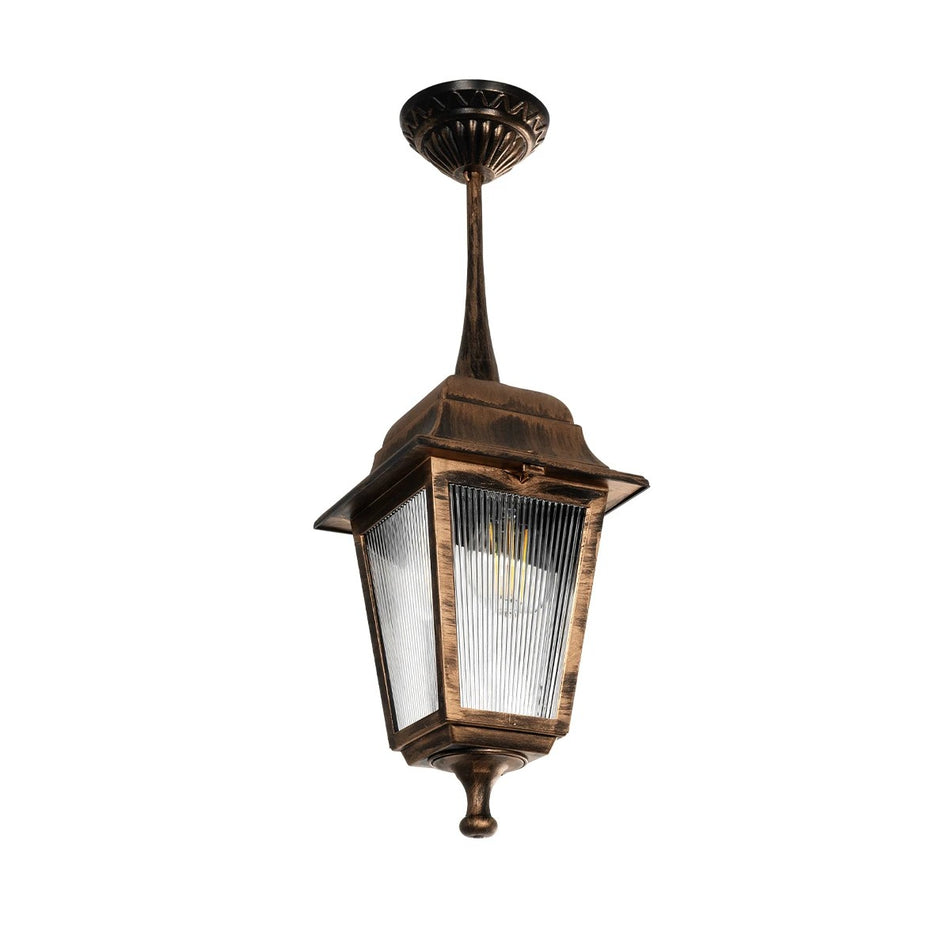 SOLME 203-0214 Vintage Deckenleuchte mit 1 x E27 Fassung AC 220-240V IP44 - Bronze - L15 x B15 x H27cm