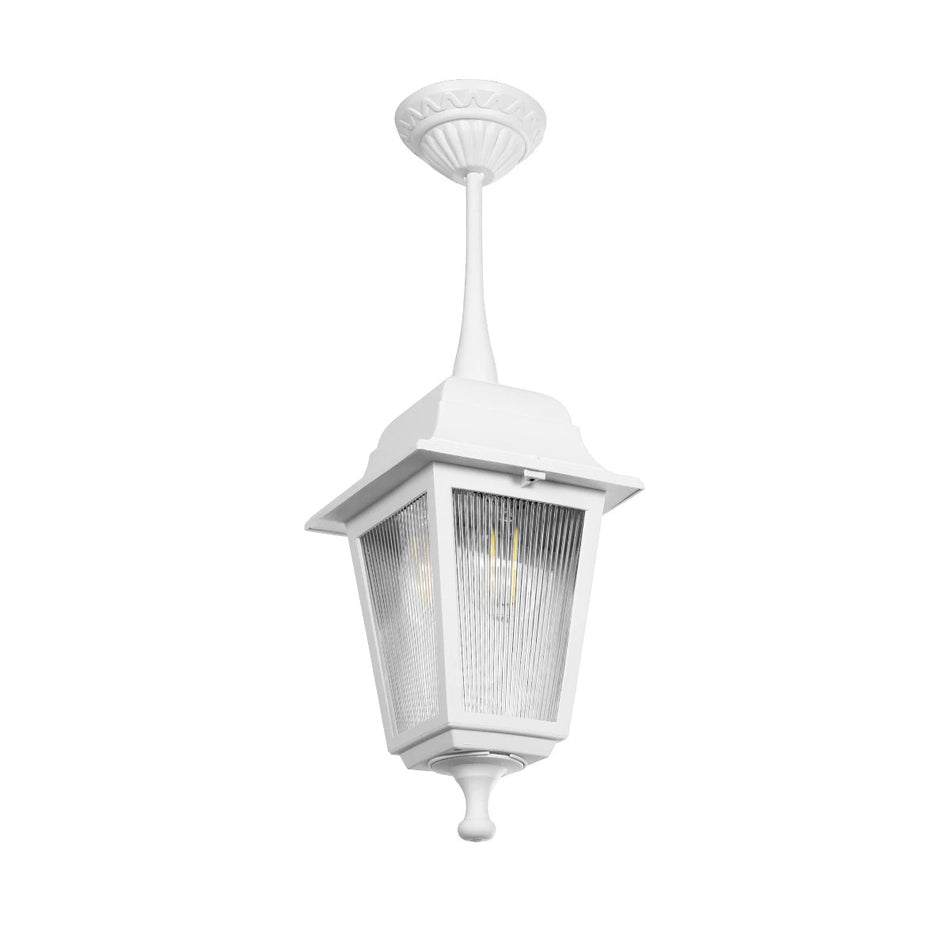 SOLME 203-0219 Vintage Deckenleuchte mit 1 x E27 Fassung AC 220-240V IP44 - Weiß - L15 x B15 x H27cm