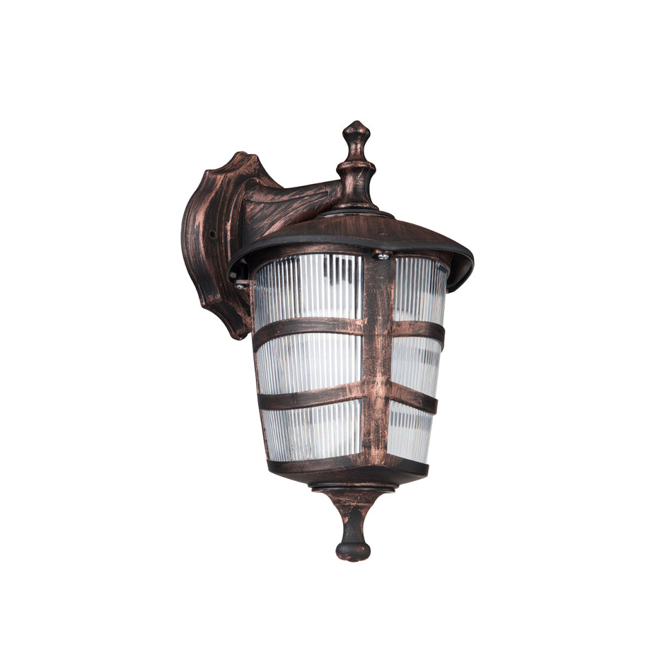 GLOBOSTAR® ZARDIN 203-0226 Vintage Φωτιστικό Τοίχου - Απλίκα με Ντουί 1 x E27 AC 220-240V IP44 - Χάλκινο - Μ17 x Π21 x Υ30cm