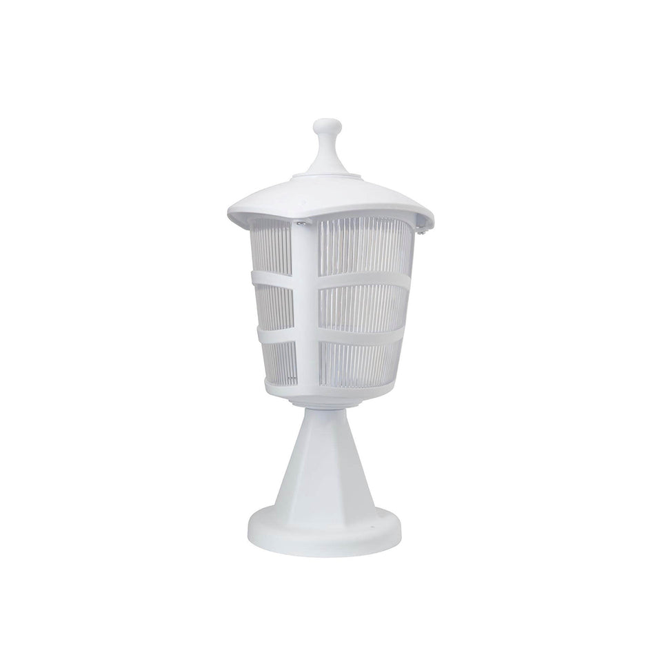 GloboStar® ZARDIN 203-0238 Vintage Επιδαπέδιο Φωτιστικό Φαναράκι Μονόφωτο 1 x E27 IP44 Λευκό & Διάφανο Πλαστικό - Μ17 x Π17 x Υ34cm