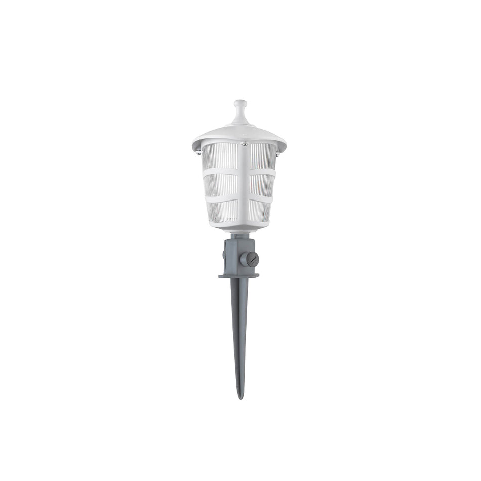 GloboStar® ZARDIN 203-0241 Vintage Καρφωτό Φωτιστικό Φαναράκι Μονόφωτο 1 x E27 IP44 Λευκό & Διάφανο Πλαστικό - Μ17 x Π17 x Υ49cm