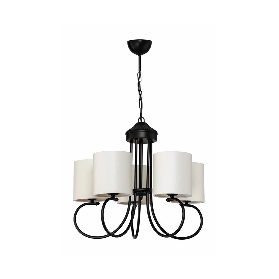 GLOBOSTAR® TRITON 203-0253 Vintage Κρεμαστό Φωτιστικό Οροφής με Ντουί 5 x E27 AC 220-240V IP20 - Μαύρο & Μπεζ - Μ50 x Π50 x Υ48cm