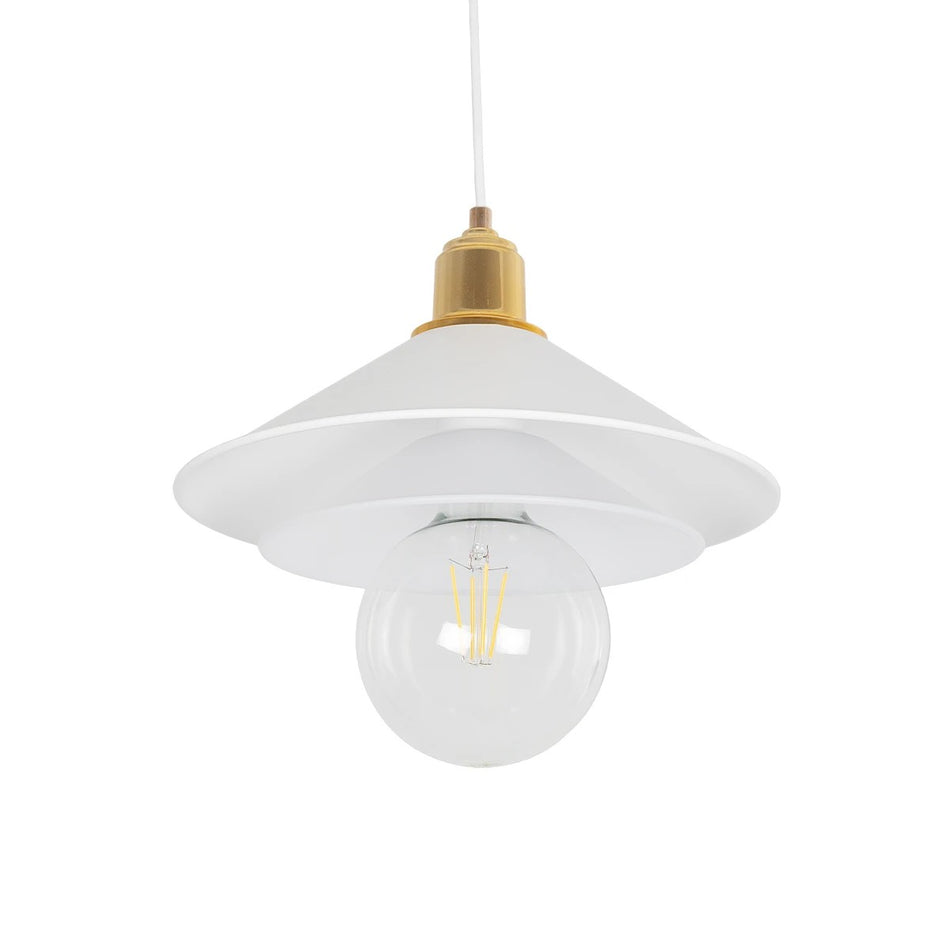 FERRO 203-0268 Μοντέρνο Κρεμαστό Φωτιστικό Οροφής με Ντουί 1 x E27 AC 220-240V IP20 - Λευκό & Χρυσό - Μ30 x Π30 x Υ19cm