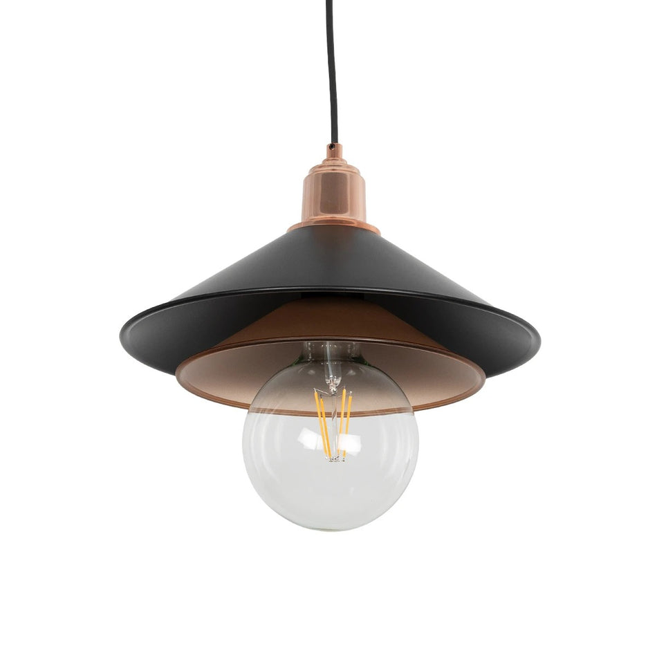 FERRO 203-0269 Μοντέρνο Κρεμαστό Φωτιστικό Οροφής με Ντουί 1 x E27 AC 220-240V IP20 - Μαύρο & Χάλκινο - Μ30 x Π30 x Υ19cm