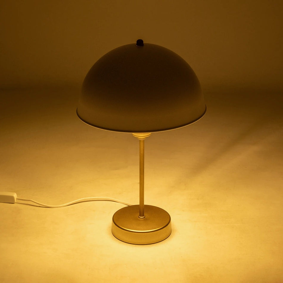 GAZETA 203-0303 Μοντέρνο Επιτραπέζιο Φωτιστικό Πορτατίφ με Ντουί 1 x E27 AC 220-240V IP20 - Λευκό & Μπρονζέ  - Μ25 x Π25 x Υ39cm