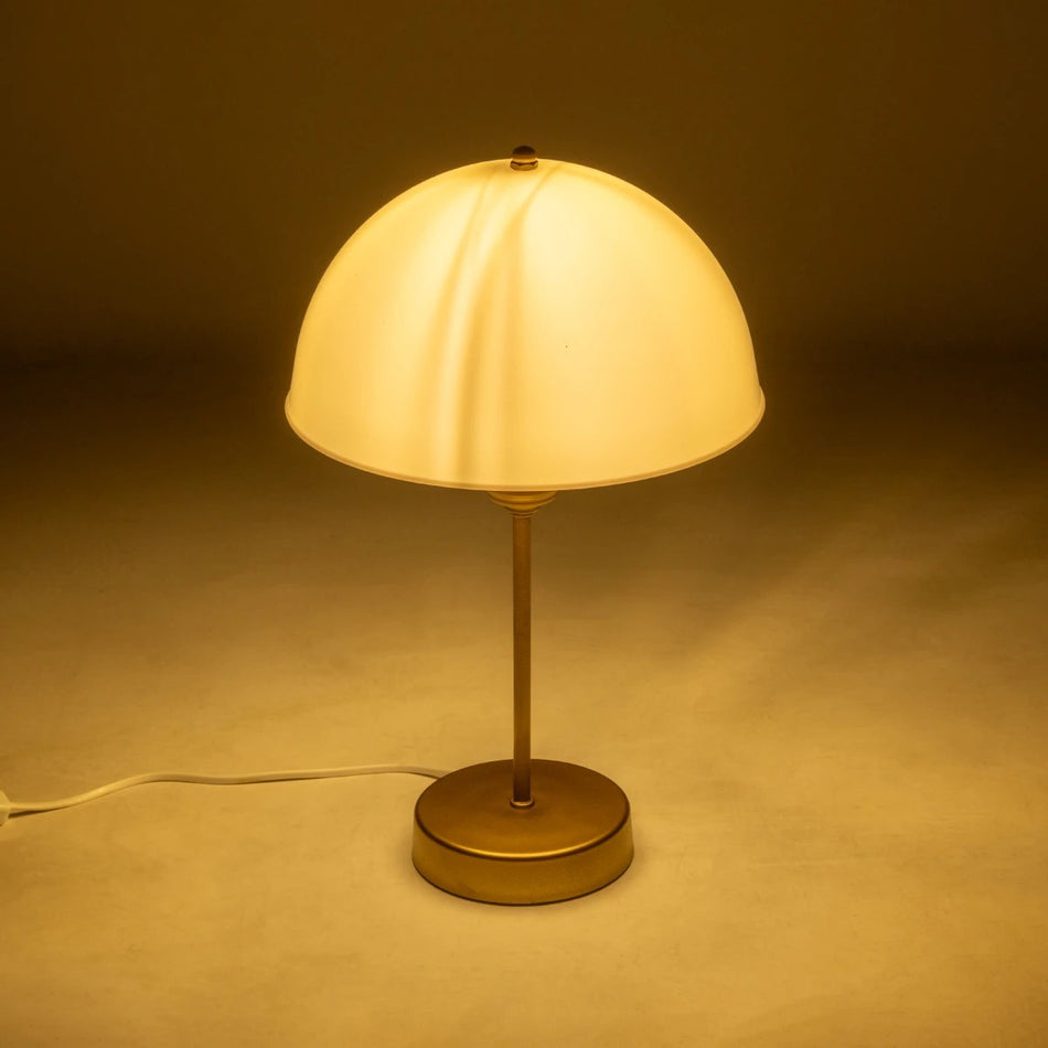 GAZETA 203-0304 Μοντέρνο Επιτραπέζιο Φωτιστικό Πορτατίφ με Ντουί 1 x E27 AC 220-240V IP20 - Λευκό Δίαφανο & Μπρονζέ  - Μ25 x Π25 x Υ39cm