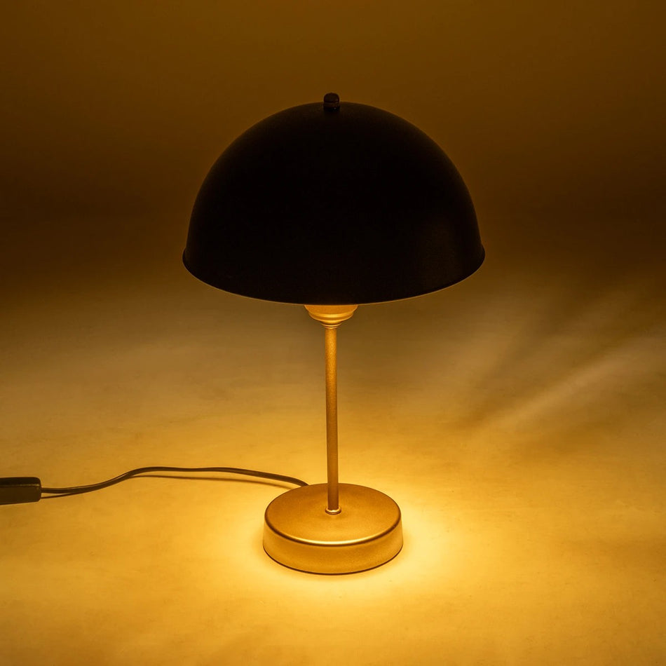 GAZETA 203-0305 Μοντέρνο Επιτραπέζιο Φωτιστικό Πορτατίφ με Ντουί 1 x E27 AC 220-240V IP20 - Μαύρο & Χρυσό - Μ25 x Π25 x Υ39cm