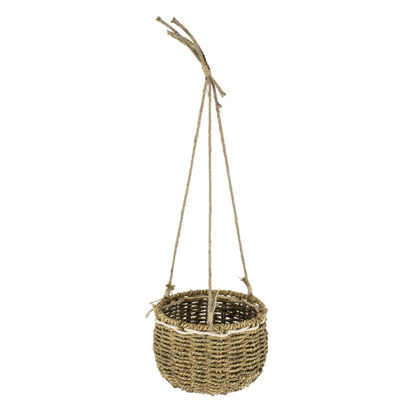 Künstlicher Garten POROS 20489 Hängender geflochtener Korb – Caspo-Topf – Blumentopf Beige Φ20 cm x H50 cm