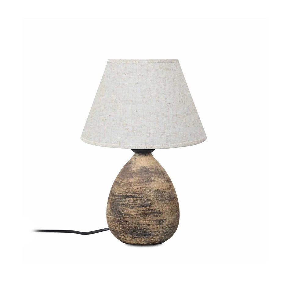 GLOBOSTAR® LISBON 204-0150 Vintage Επιτραπέζιο Φωτιστικό Πορτατίφ με Ντουί 1 x E27 AC 220-240V IP20 - Καφέ & Μπεζ - Μ22 x Π22 x Υ30cm