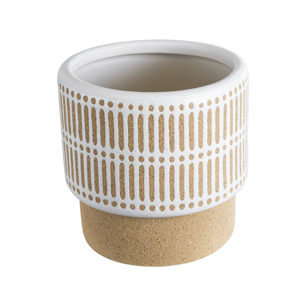 Künstlicher Garten AMARETTO 20543 Dekorativer Caspo-Topf aus Keramik – Blumentopf Beige mit Weiß Φ11 x H11 cm