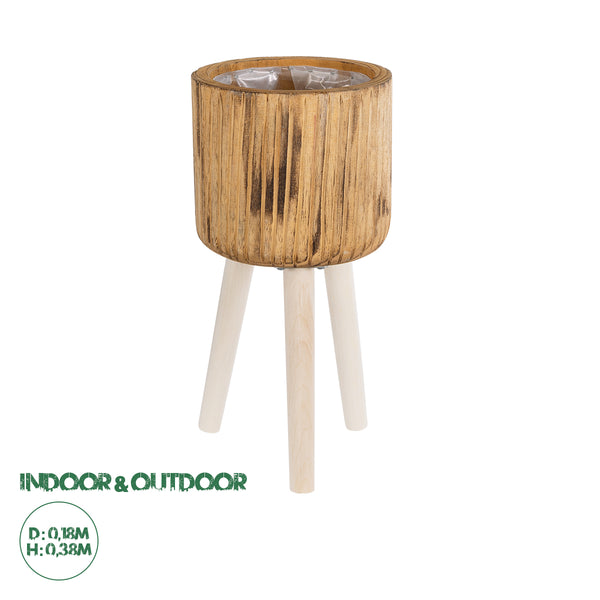 Artificial Garden JAMAICA 20553 Dekorativer Caspo-Topf aus Holz – Blumentopf braun Φ18 x H38 cm