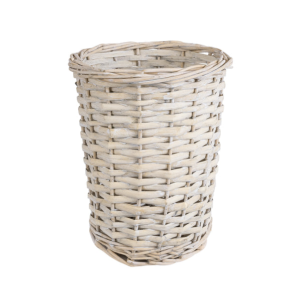 Künstlicher Garten DOMINGO 20592 Dekorativer Weidenkorb – Caspo-Topf – Blumentopf Weiß mit Beige Φ19 x H24 cm