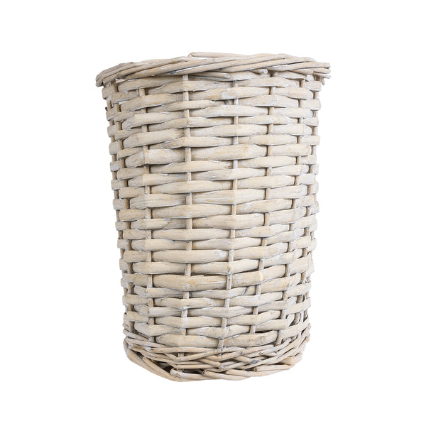 Künstlicher Garten DOMINGO 20592 Dekorativer Weidenkorb – Caspo-Topf – Blumentopf Weiß mit Beige Φ19 x H24 cm