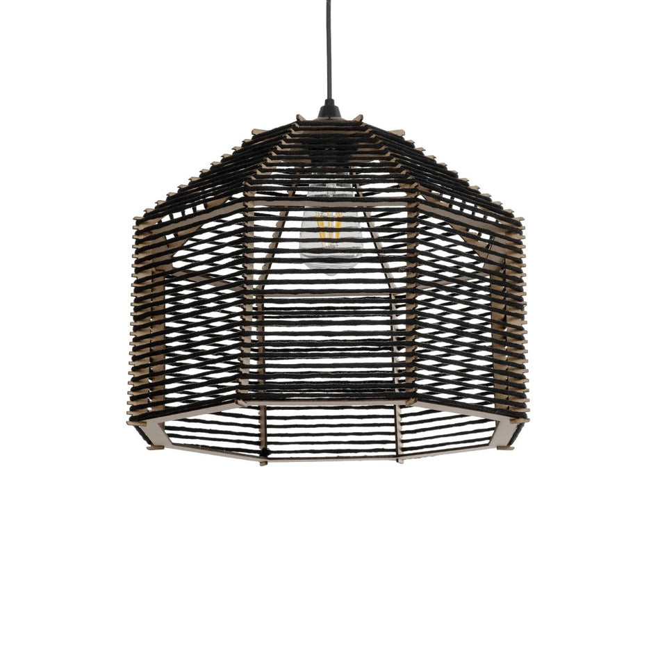 VORK 205-0027 Suspension de plafond Boho avec douille 1 x E27 AC 220-240V IP20 - Noir - L40 x l40 x H36cm