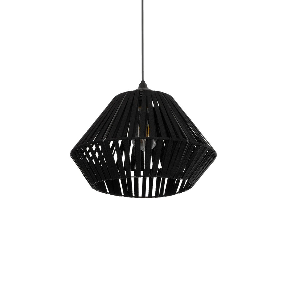 NUI 205-0061 Suspension de plafond Boho avec douille 1 x E27 AC 220-240V IP20 - Noir - L36 x P36 x H27cm