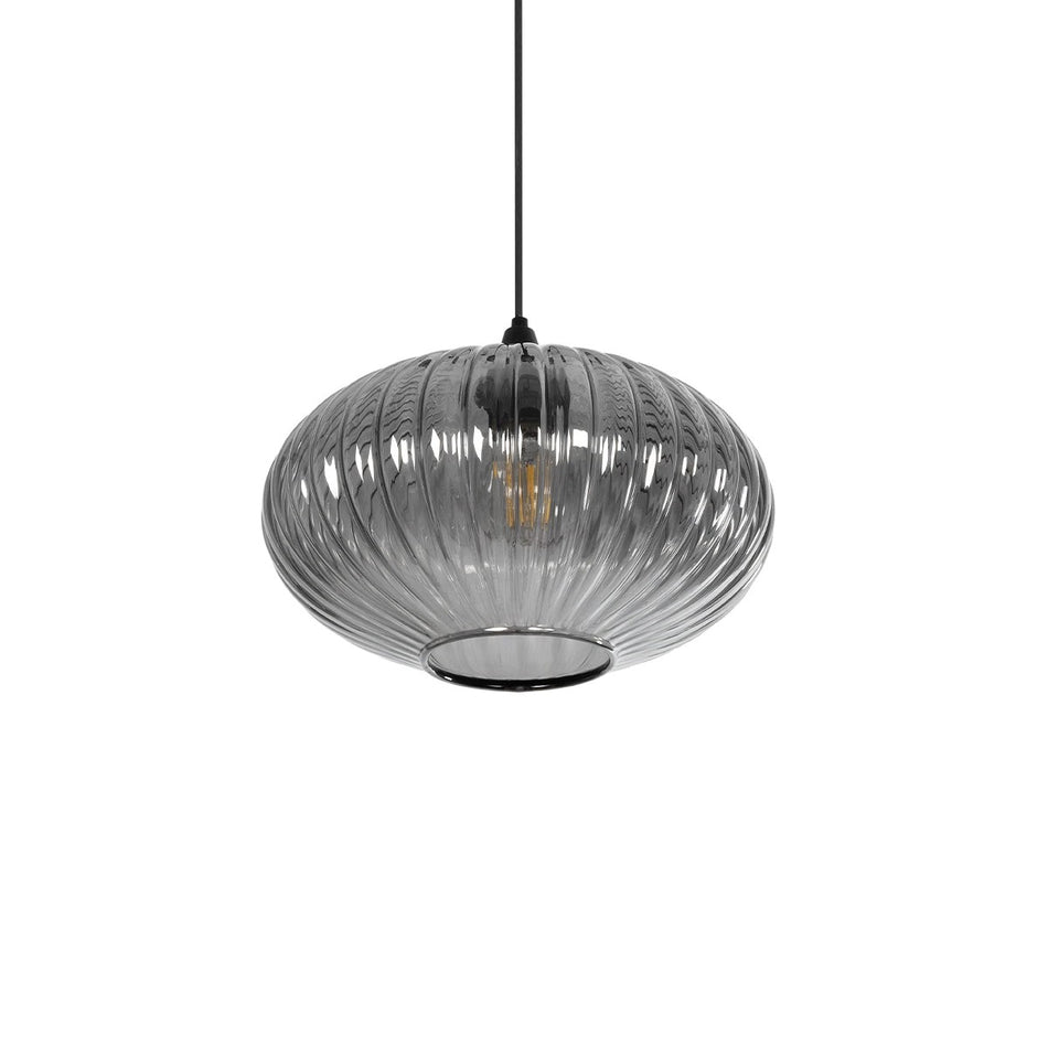 PERA 206-0010 Μοντέρνο Κρεμαστό Φωτιστικό Οροφής με Ντουί 1 x E27 AC 220-240V IP20 - Μαύρο Φιμέ - Μ30 x Π30 x Υ22cm