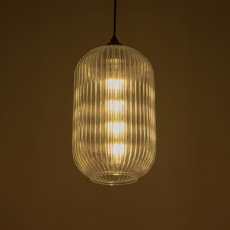 MELONI 206-0017 Μοντέρνο Κρεμαστό Φωτιστικό Οροφής με Ντουί 1 x E27 AC 220-240V IP20 - Διάφανο - Μ20 x Π20 x Υ38cm