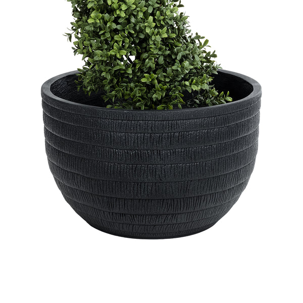 Künstlicher Garten VEGAS 20702 Dekorativer Caspo-Topf aus Polyesterzement – ​​Blumentopf Schwarz Φ45 x H28 cm