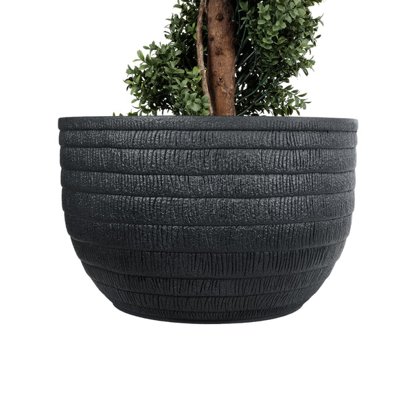 Künstlicher Garten VEGAS 20702 Dekorativer Caspo-Topf aus Polyesterzement – ​​Blumentopf Schwarz Φ45 x H28 cm