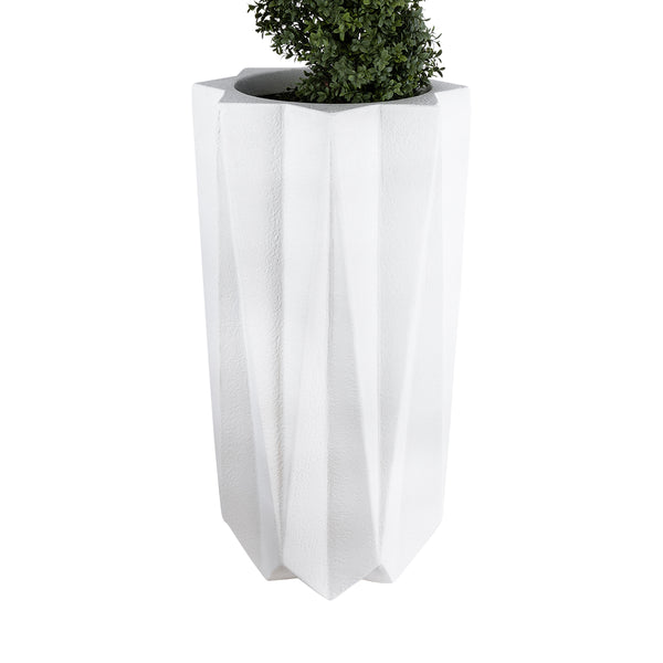 Künstlicher Garten PADOVA 20739 Caspo-Topf aus Polyesterzement – ​​Blumentopf weiß Φ48 x H100 cm