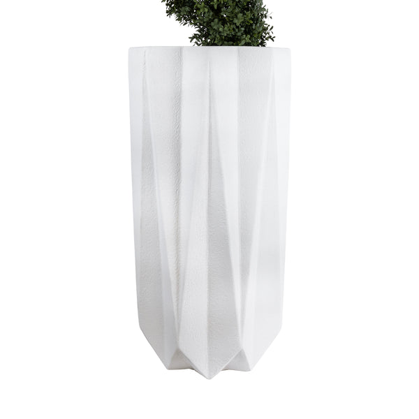 Künstlicher Garten PADOVA 20739 Caspo-Topf aus Polyesterzement – ​​Blumentopf weiß Φ48 x H100 cm