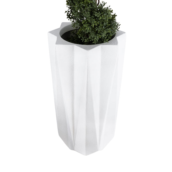 Künstlicher Garten PADOVA 20739 Caspo-Topf aus Polyesterzement – ​​Blumentopf weiß Φ48 x H100 cm