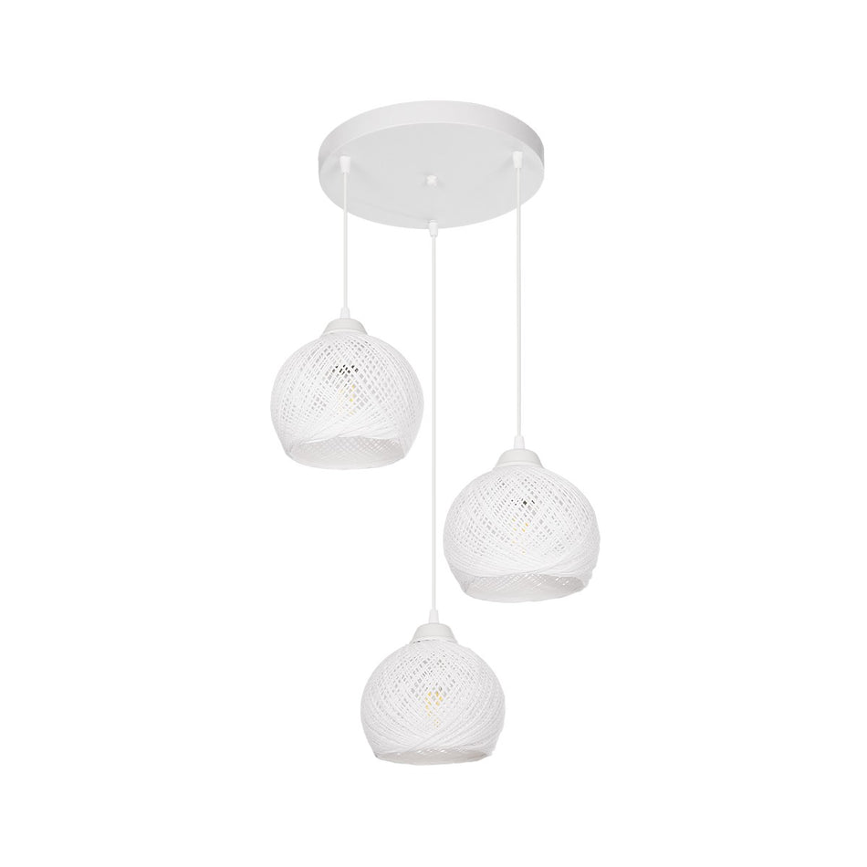 GLOBOSTAR® YASAM 203-0023 Vintage Κρεμαστό Φωτιστικό Οροφής με Ντουί 3 x E27 AC 220-240V IP20 - Λευκό - Μ42 x Π42 x Υ54cm