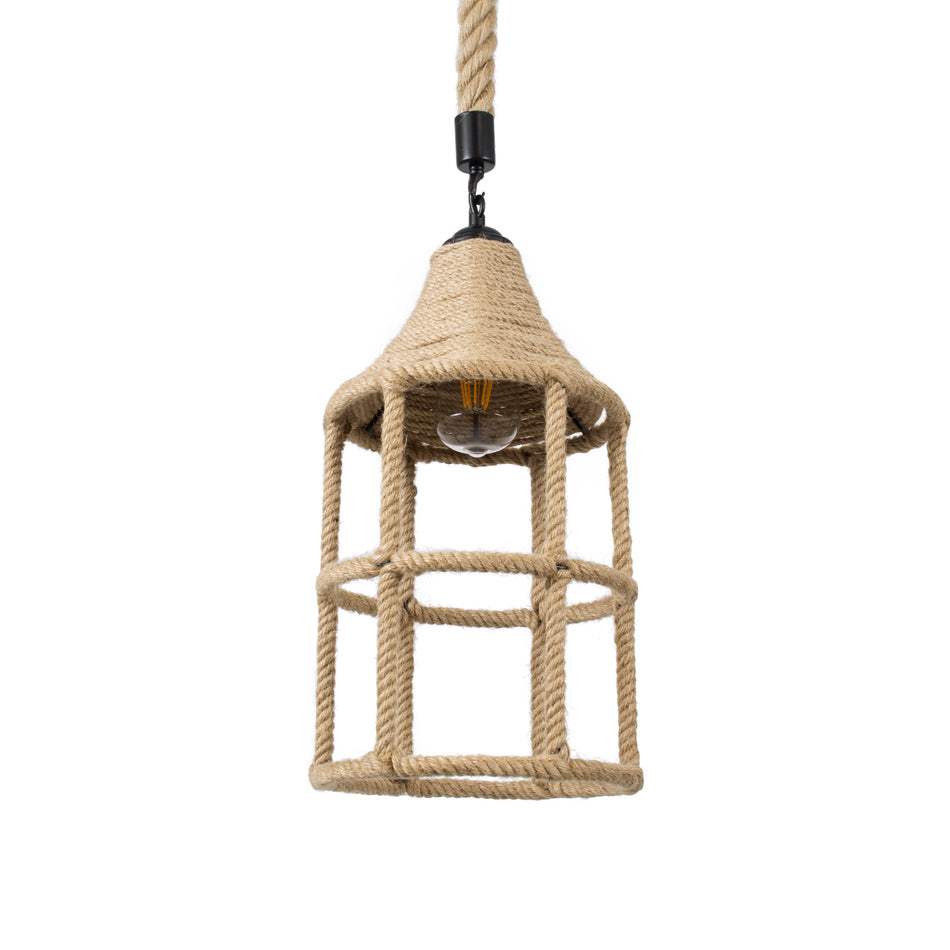 GLOBOSTAR® YUBA 01612 Boho Κρεμαστό Φωτιστικό Οροφής με Ντουί 1 x E27 AC 220-240V IP20 - Μπεζ - Μ22 x Π22 x Y40cm